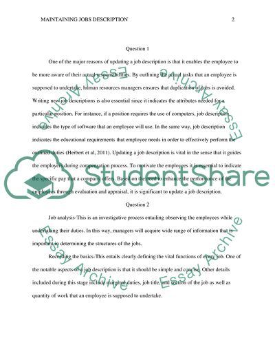 Maintaining Jobs Description