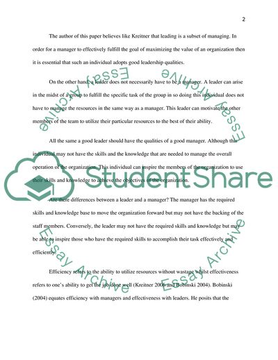 Is There a Difference between the Leader and the Manager