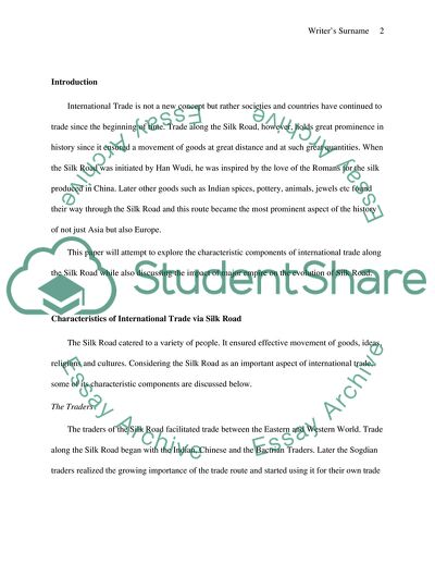 The Characteristic Components of International Trade along the Silk Road