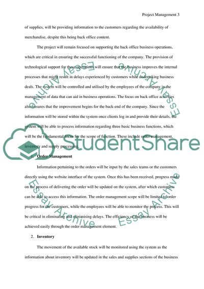 Project to Improve the Business Operations