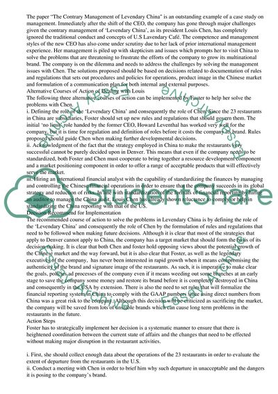 The Contrary Management of Levendary China