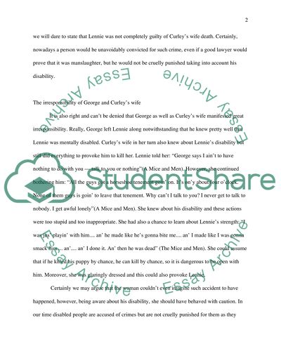 To what extent do you think Curleys wife is responsible for her own death