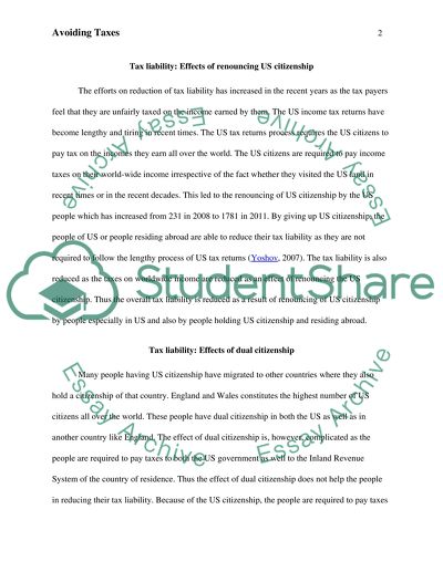 Tax Liability in the US