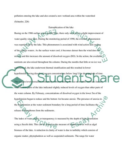 The Environmental Diagnosis of Lake Worcester