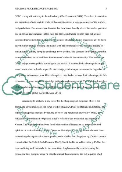 Reasons for Crude Oil Price Drop