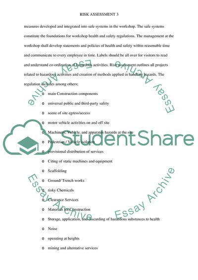 Health, Safety, and Risk Assessment in an Engineering Workshop