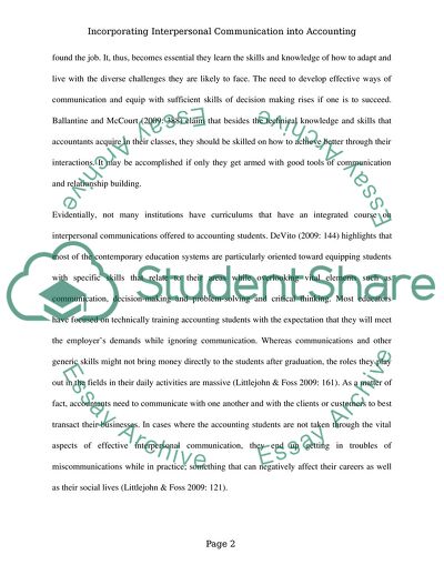 Incorporating Interpersonal Communication into Accounting