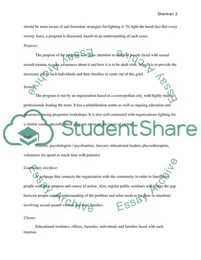 Sexual Assault class project Education/Training and Treatment/Rehabilitation