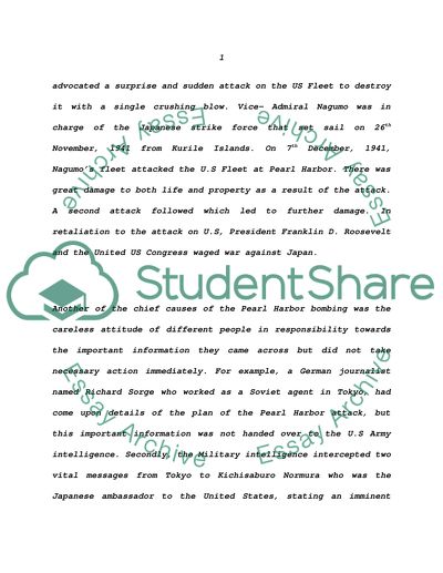 Causes Leading to the Bombing at Pearl Harbor