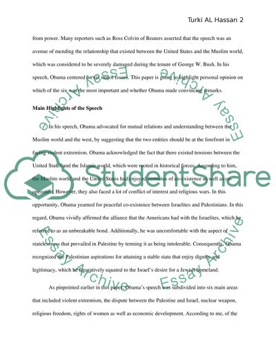 Barrack Obamas Speech at Cairo