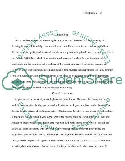 Kleptomania: Clinical Characteristics and Treatment
