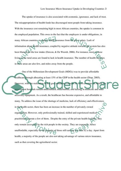 Low Insurance Micro-Insurance Uptake in Developing Countries