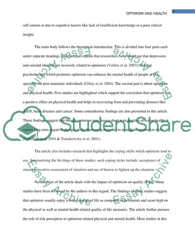 Optimism and Health Paper