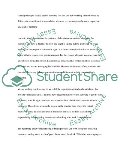 Virtual Organization: Staffing Strategies