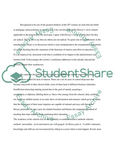 John Deweys interest and effort in education