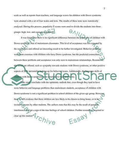 Development of Children with Downs Syndrome