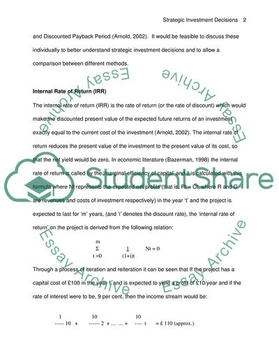 Strategic Investment Decisions