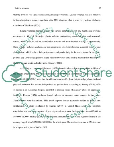 Lateral Violence and the Importance of Self-Esteem to the Nurses