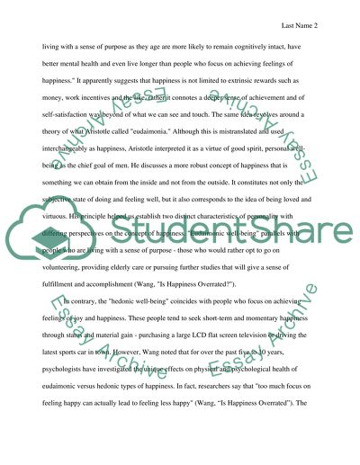 Sense of purpose and achieving happiness