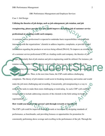 DB1 PERFORMANCE MANAGEMENT AND EMPLOYEE SERVICES