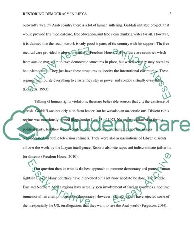 Promoting Democracy and Upholding Human Rights in Libya