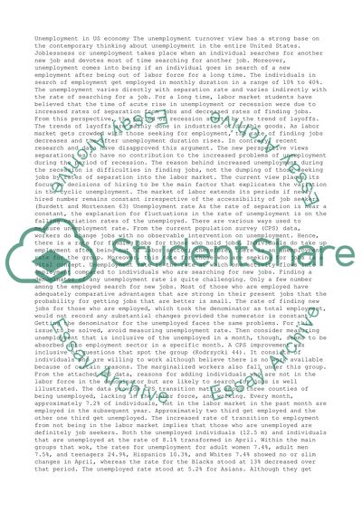 Unemployment in US economy