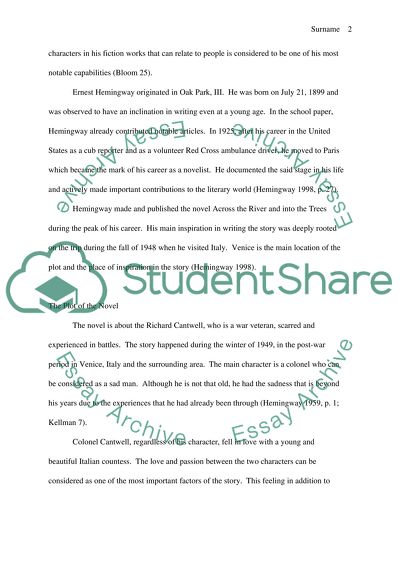 Across the River into the Trees by Ernest Hemingway