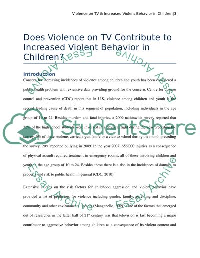 Violence on TV & Increased Violent Behavior in Children