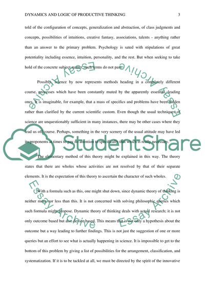 Dynamics and Logic of Productive Thinking