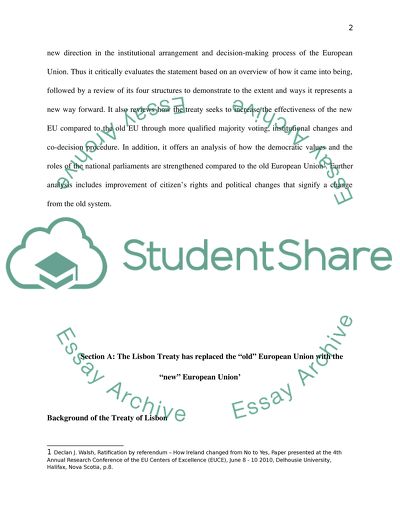 The Lisbon Treaty in Replacing the Old EU with the New EU