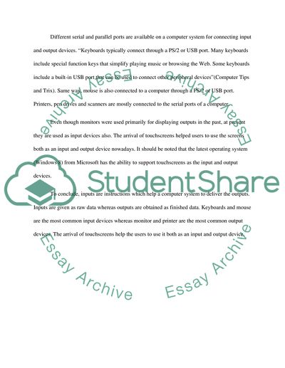 Facts about input output