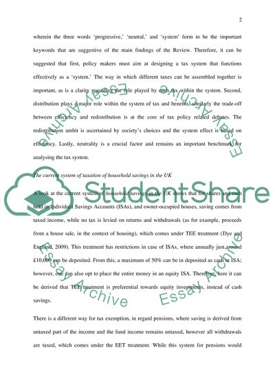 Mirrlees Review Recommendations on Taxation