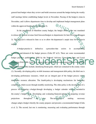 The Process of Budget Preparation in Hamilton County Ohio