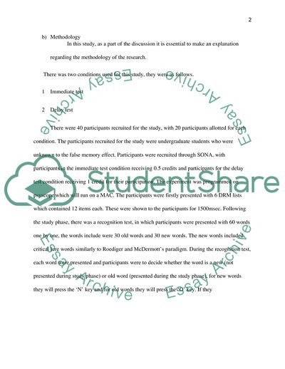 The Effects of Delayed Recall on False Memory Effect