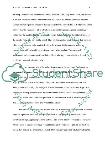 Characteristics of Stalkers