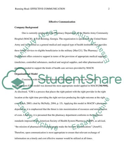 Martin Army Community Hospital - Effective Techniques for Sharing Ideas and Information