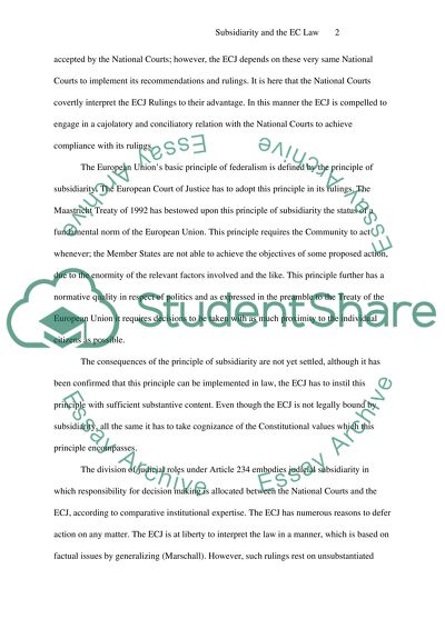 Subsidiarity and the EU Law