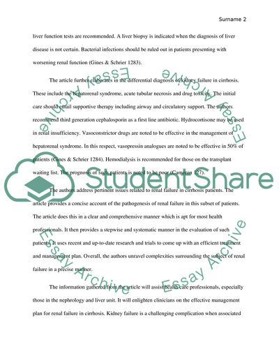 Renal Failure in Cirrhosis