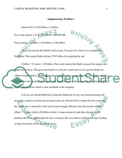 Capital budgeting, Risk, Return, CAPM