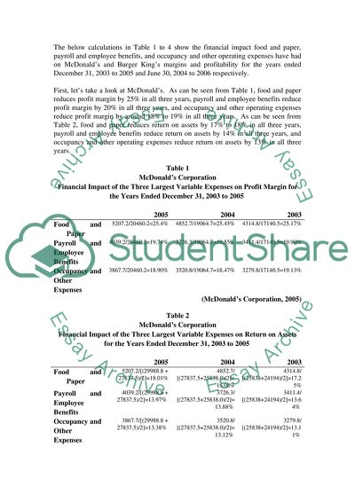 McDonalds Corporation Performance