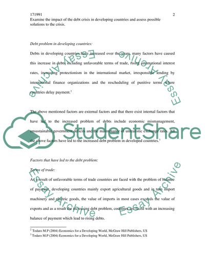 Debt Crisis in Developing Countries