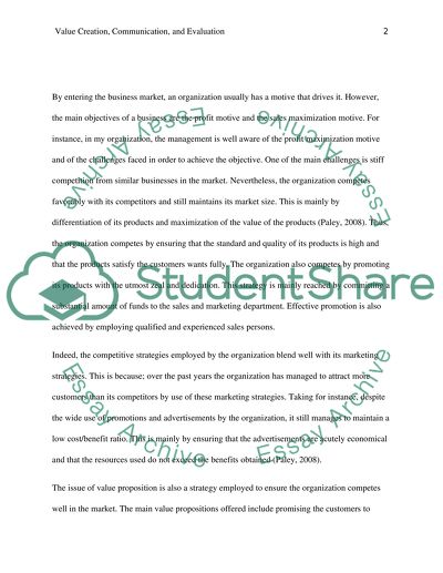 Value Creation, Communication, and Evaluation