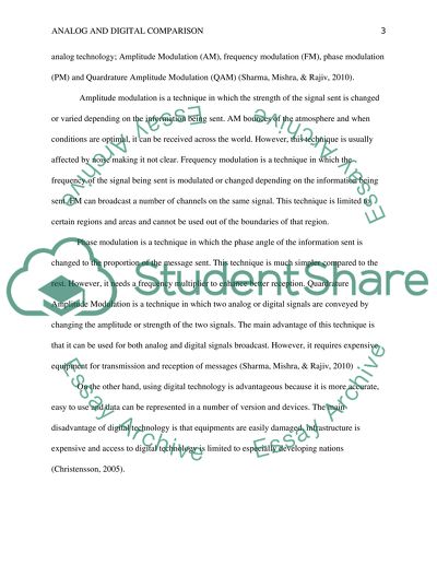 Networking Class - Analog and Digital Comparison Paper