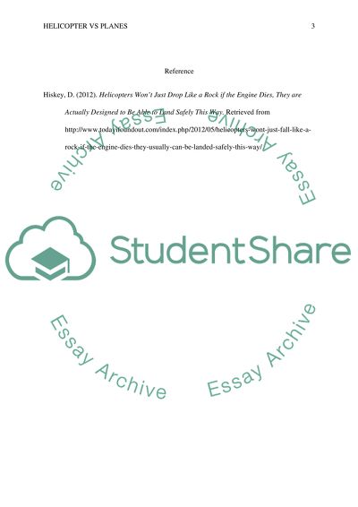 Helicopter vs Planes