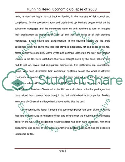 The Economic Collapse of 2008