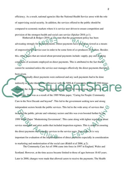 Direct Payments in the UK