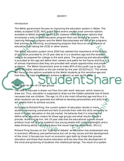 Options of Education in Wales