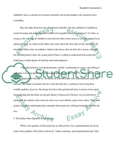 Analysis of Hero Sara Crewe (Liesel Matthews) in the Film A Little Princess