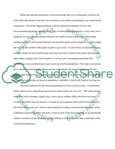 Position Paper on Part One Industial/Corn (Omnivore Dilemma)