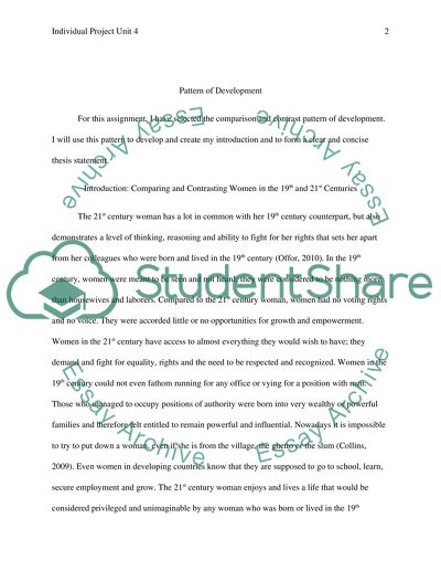 Pattern of Development (Comparing and Contrasting Women in the 19th and 21st Centuries)